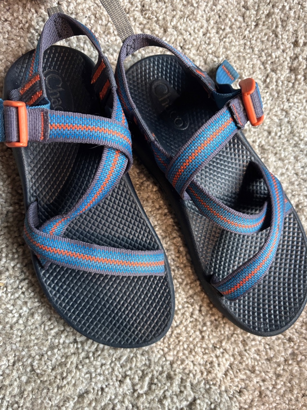 Chaco Men’s Navy Blue with Orange Accent Strap Sandals